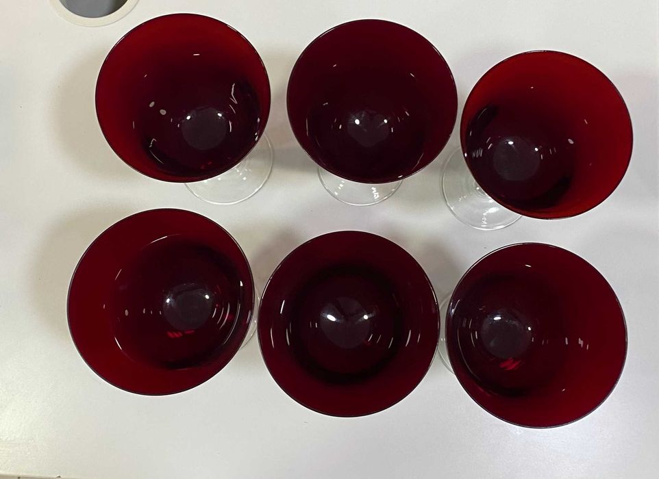 Conjunto de 6 copos cristal vermelhos, fantásticos para o Natal