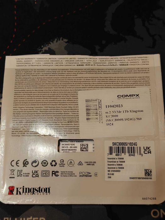 SSD диск Kingston KC3000 1TB M.2 2280 NVMe (SKC3000S/1024G)