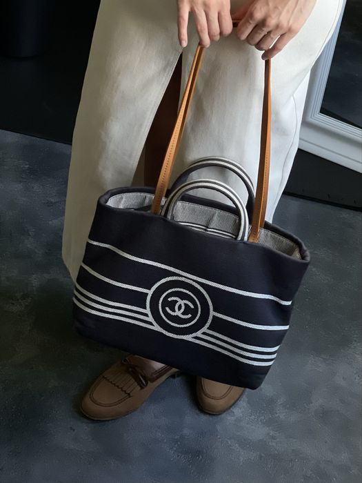 Chanel Canvas Tote navy/white — Made in Italy, Оригінал !