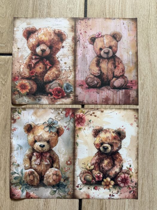 Akwarelowe Misie – Papiery do Scrapbookingu zestaw