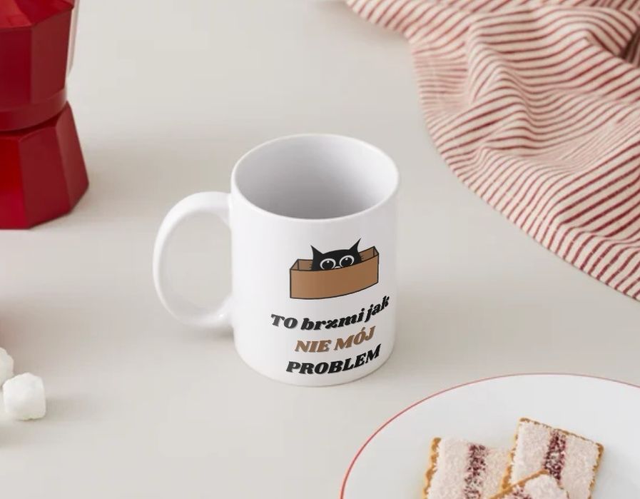 Kubek z nadrukiem z motywem kota handmade