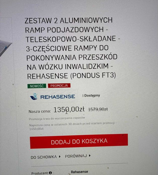 Zestaw dwóch aluminiowych ramp podjazdowych REHASENSE