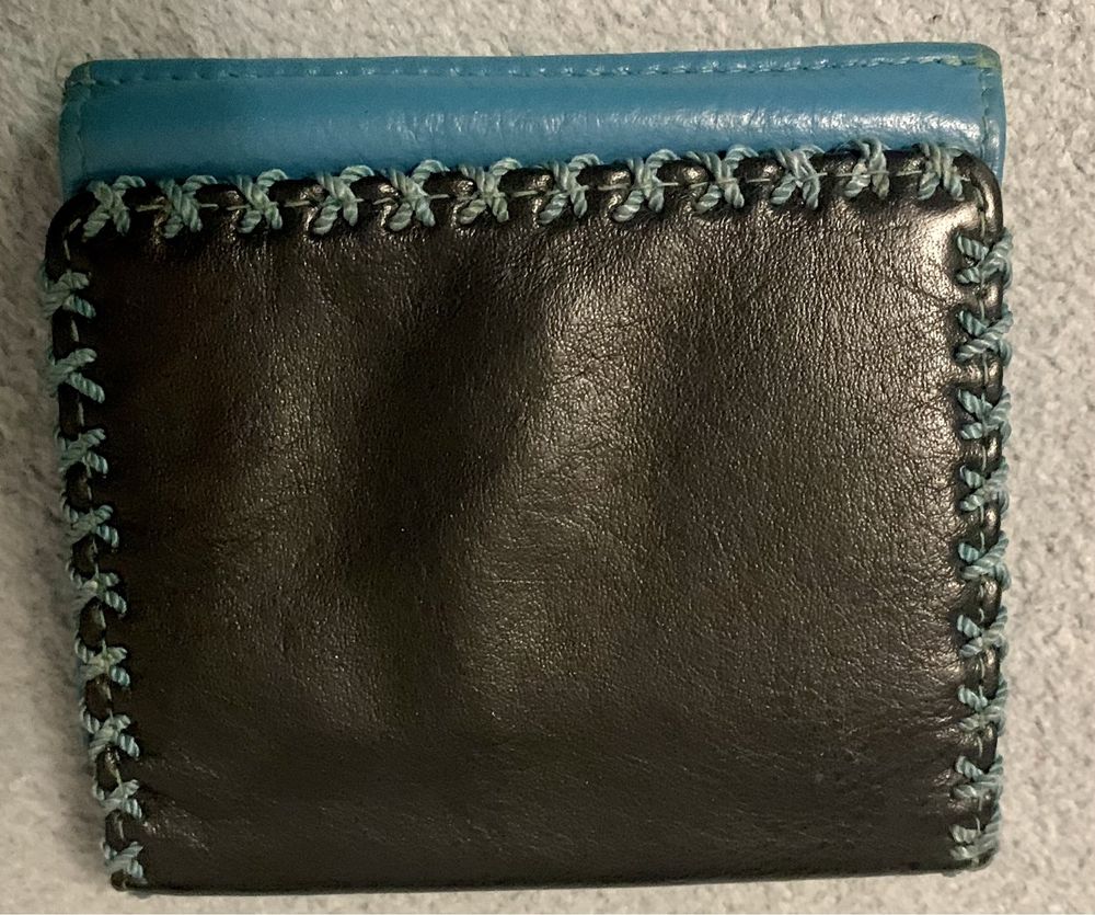 Skórzany portfel damski niebieski