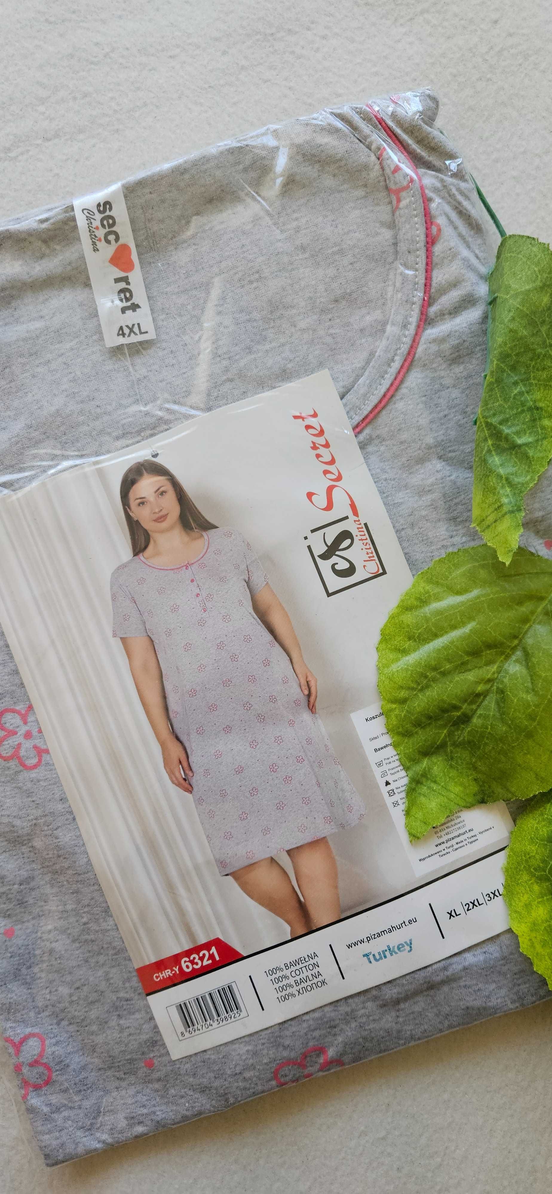 4XL 48 Koszula ciążowa duży rozmiar nocna piżama rozpinana do karmieni