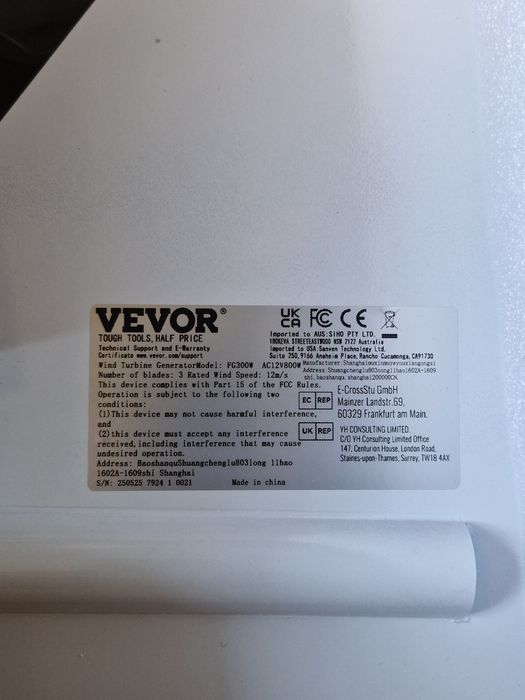 Turbina wiatrowa 800w 12v