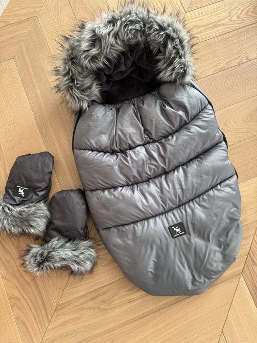 Śpiworek jesienno-zimowy do wózka Cottonmoose rękawice Grafitowy