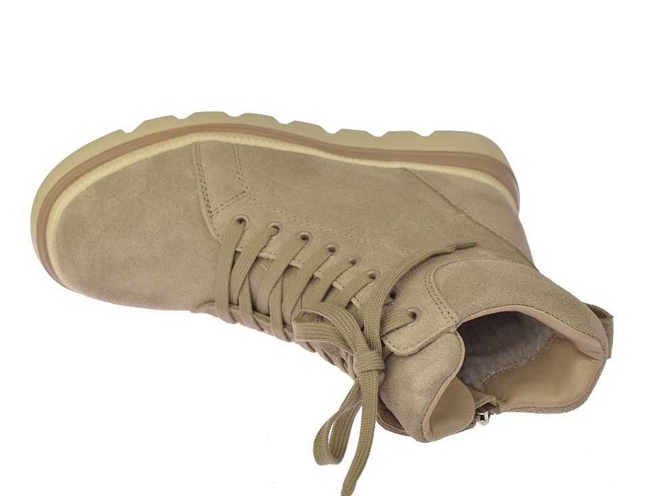 Śniegowce damskie skórzane ocieplane trapery camel B-3-1379 rozm. 40