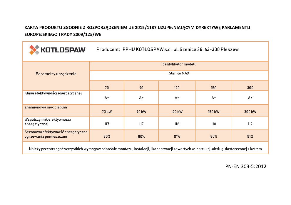 Kocioł SlimKo MAX 70 kW zbiornik Kotłospaw KIPI