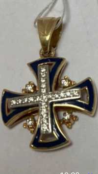 Крест,крестик золото 585 бриллиаты,эмаль.