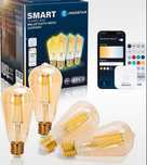 Zestaw 4 Inteligentnych Żarówek Filamentowych Aigostar E27 ST64 LED