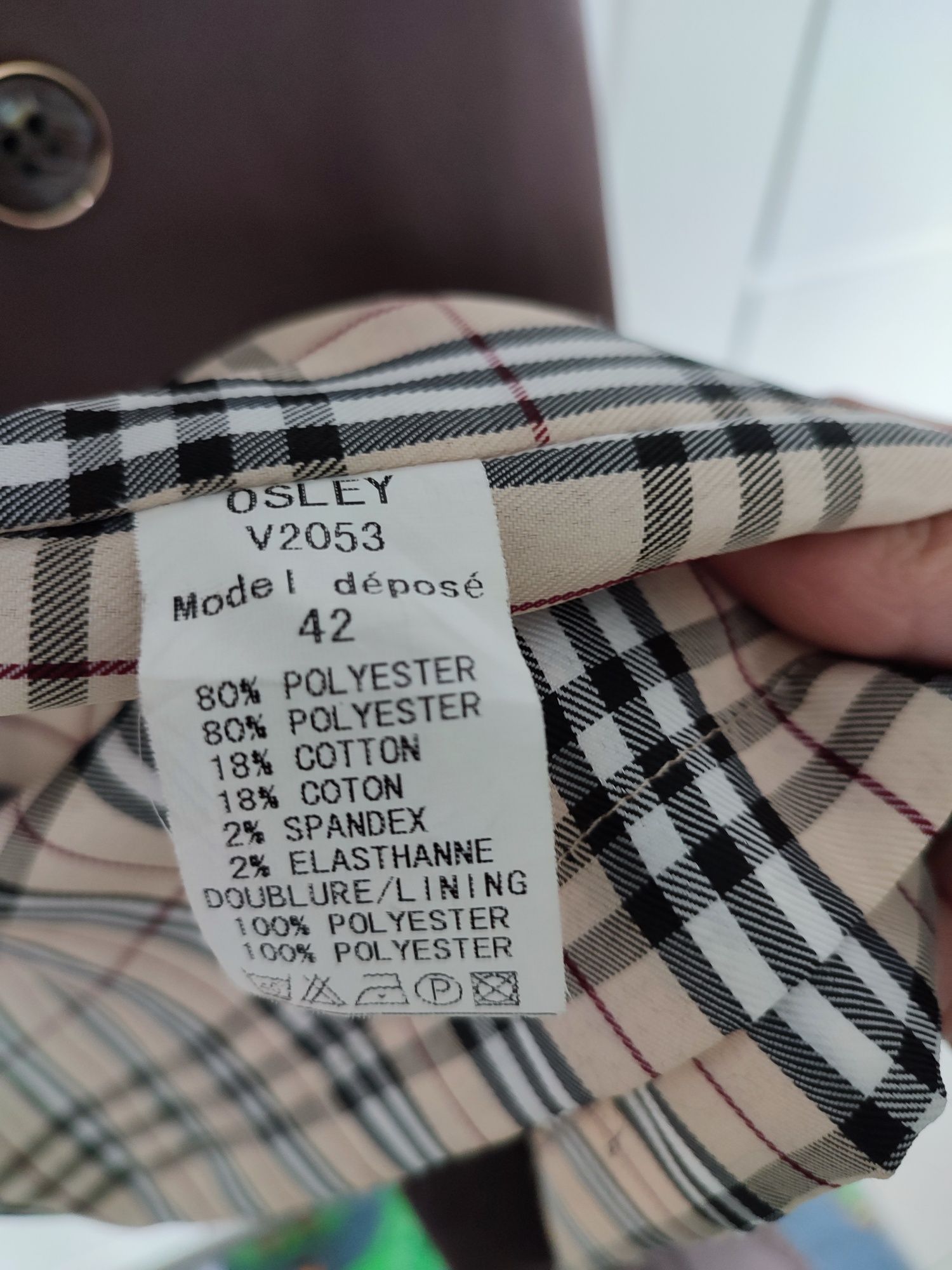 Płaszcz wiosenny jesienny z kapturem, elegancki 42  kratka BURBERRY