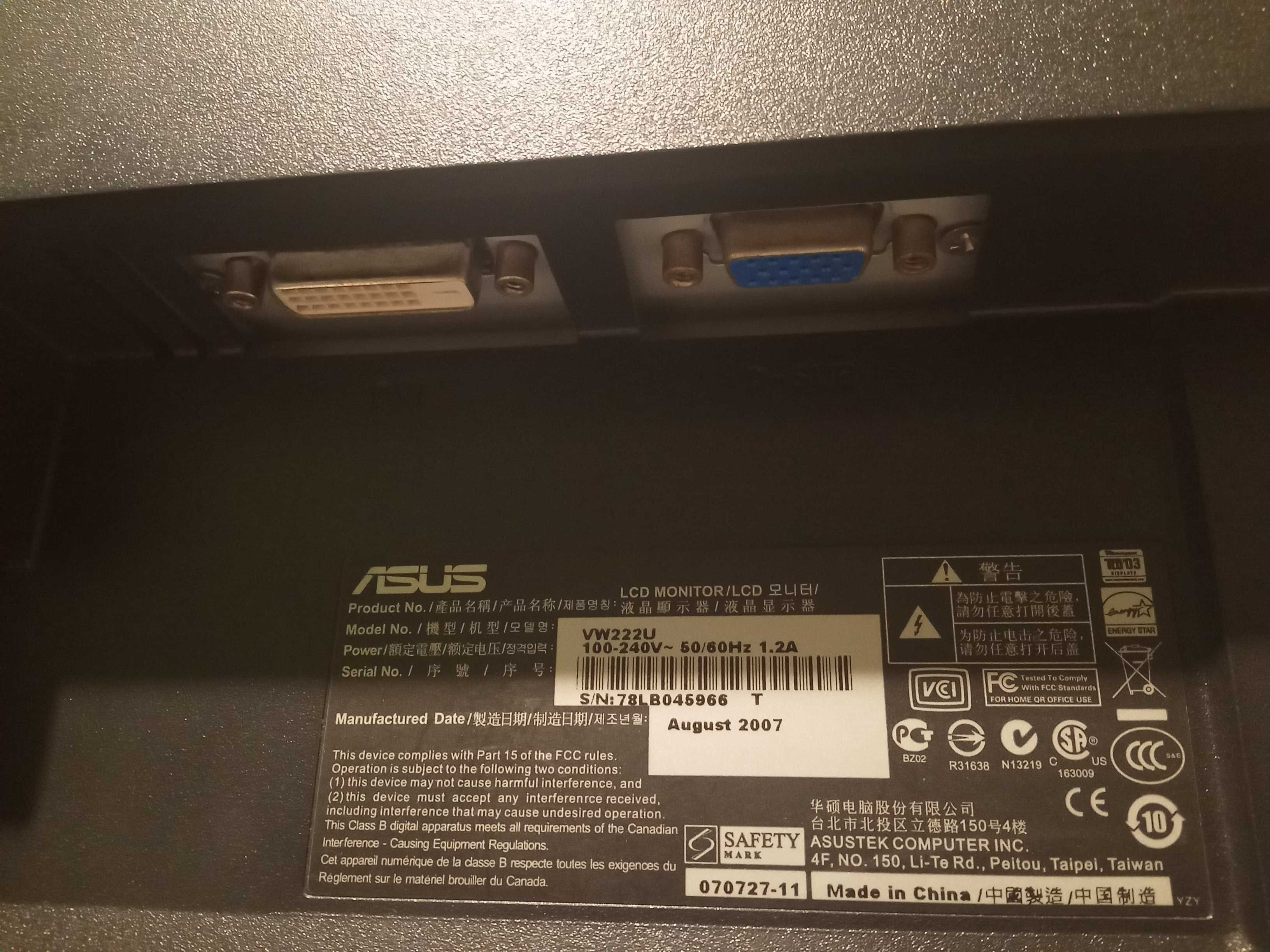 Monitor ASUS VW222