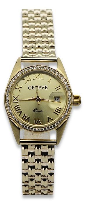 Złoty zegarek z bransoletą damską 14k włoski Geneve lw078ydg&lbw004y