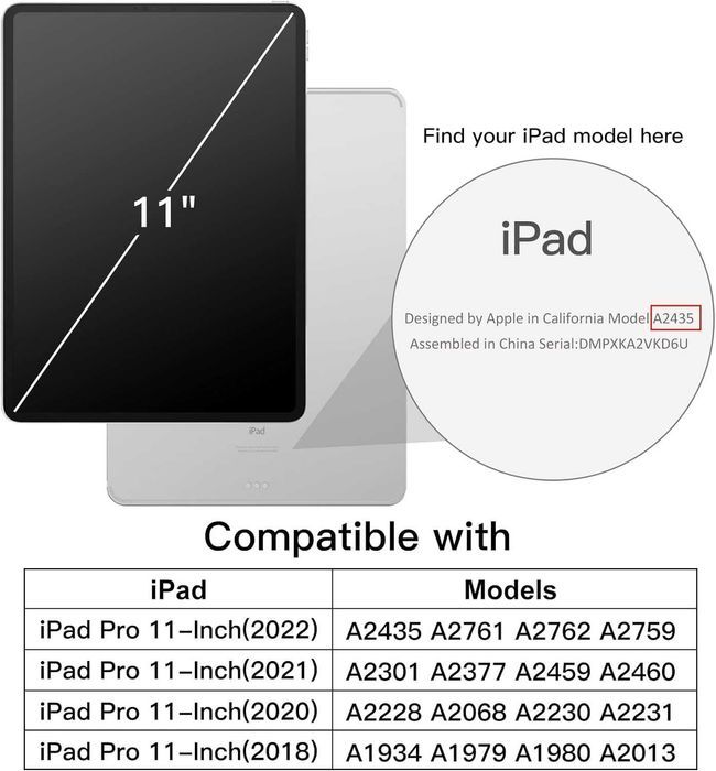 JETech iPad Pro 11'' 4 3 2 1 Etui pancerne Pencil szare stojak Space
