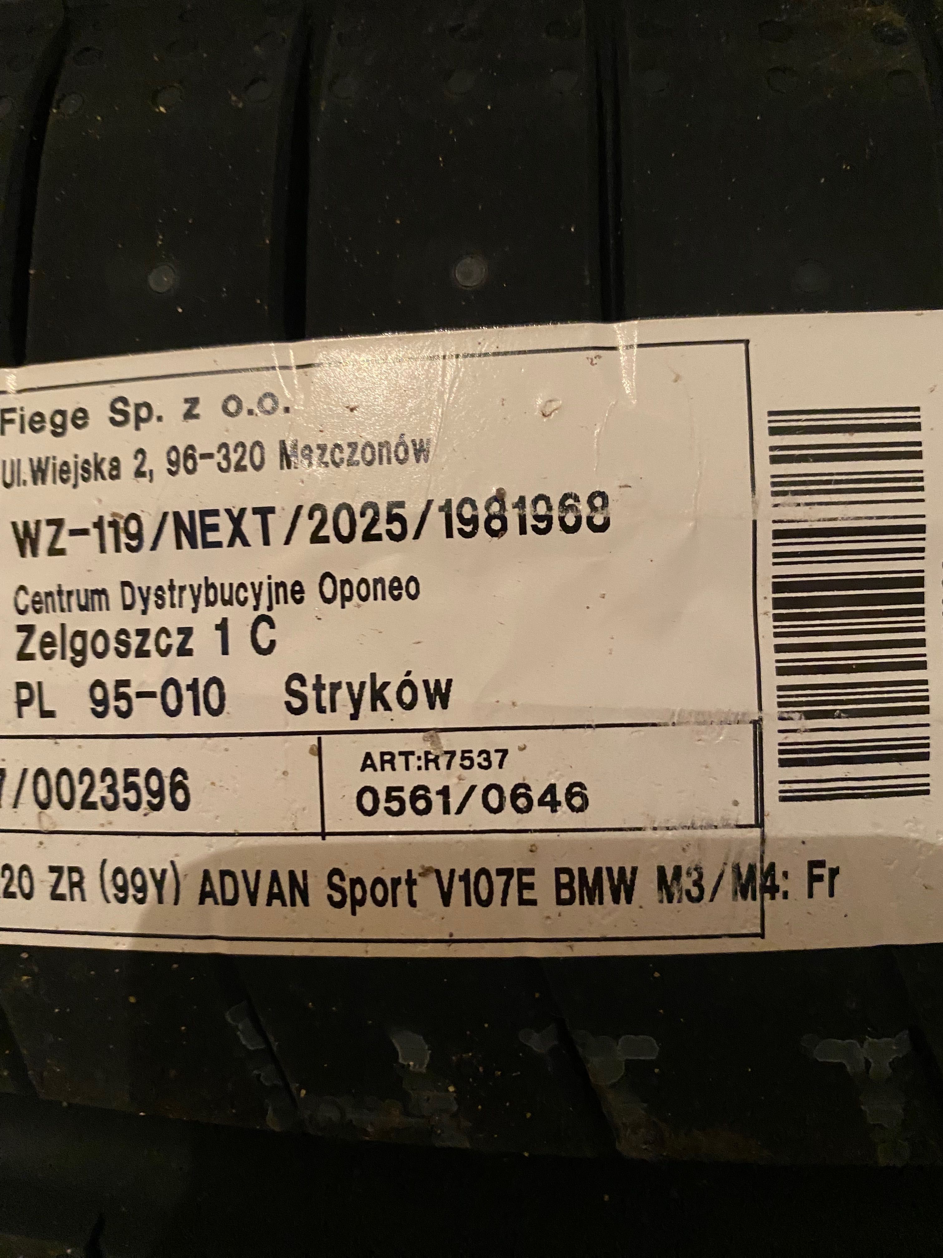 Komplet Opon Yokohama Advan Sport V107 275/35R19 285/30R20 BMW M3 M4