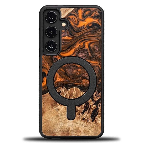 Etui Bewood Unique MagSafe Orange z drewna i żywicy na Samsung Galaxy