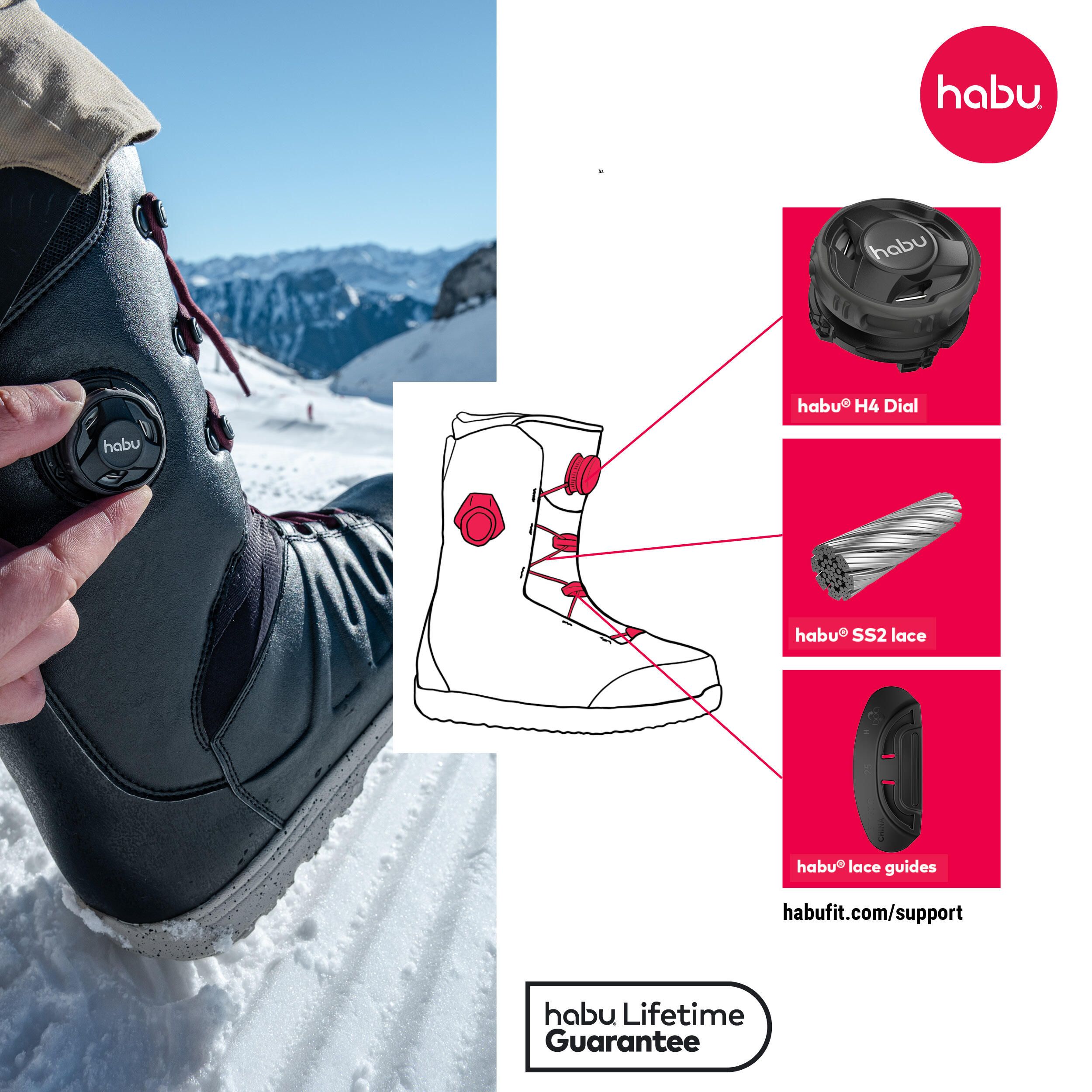 Botas de snowboard homem aperto botão rotativo, flex médio