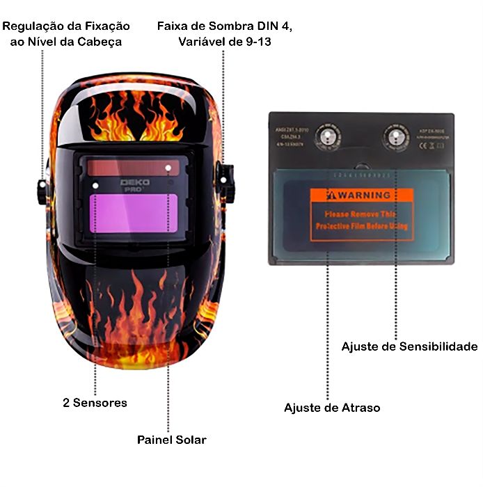 Mascara de Soldar Eletrônica, Solar com Auto Escurecimento