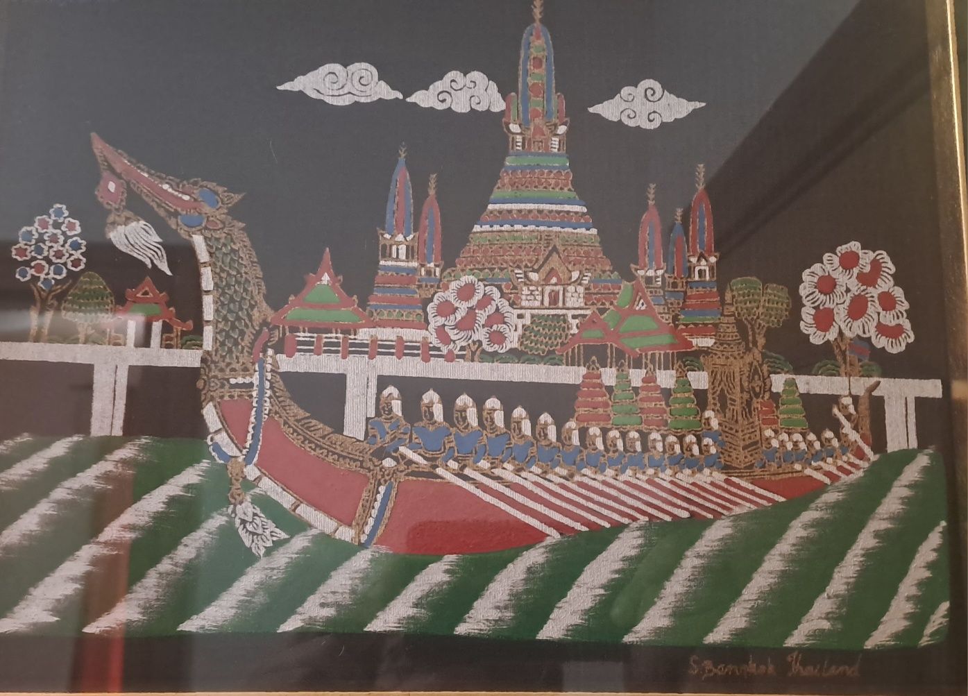 Quadro Seda Pintado, Motivo Naval, Tailândia