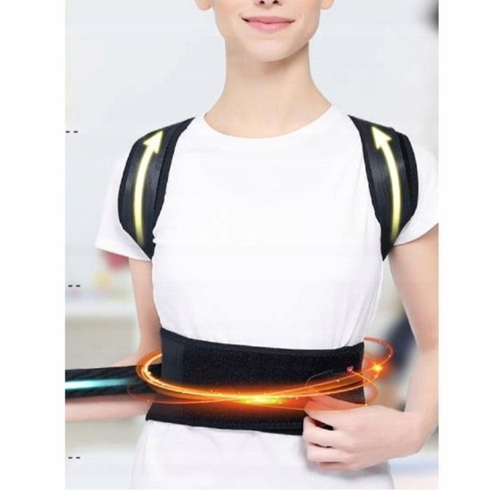 Korektor Postawy Gorset Stabilizujący Kręgosłup Regulowany Czarny  M