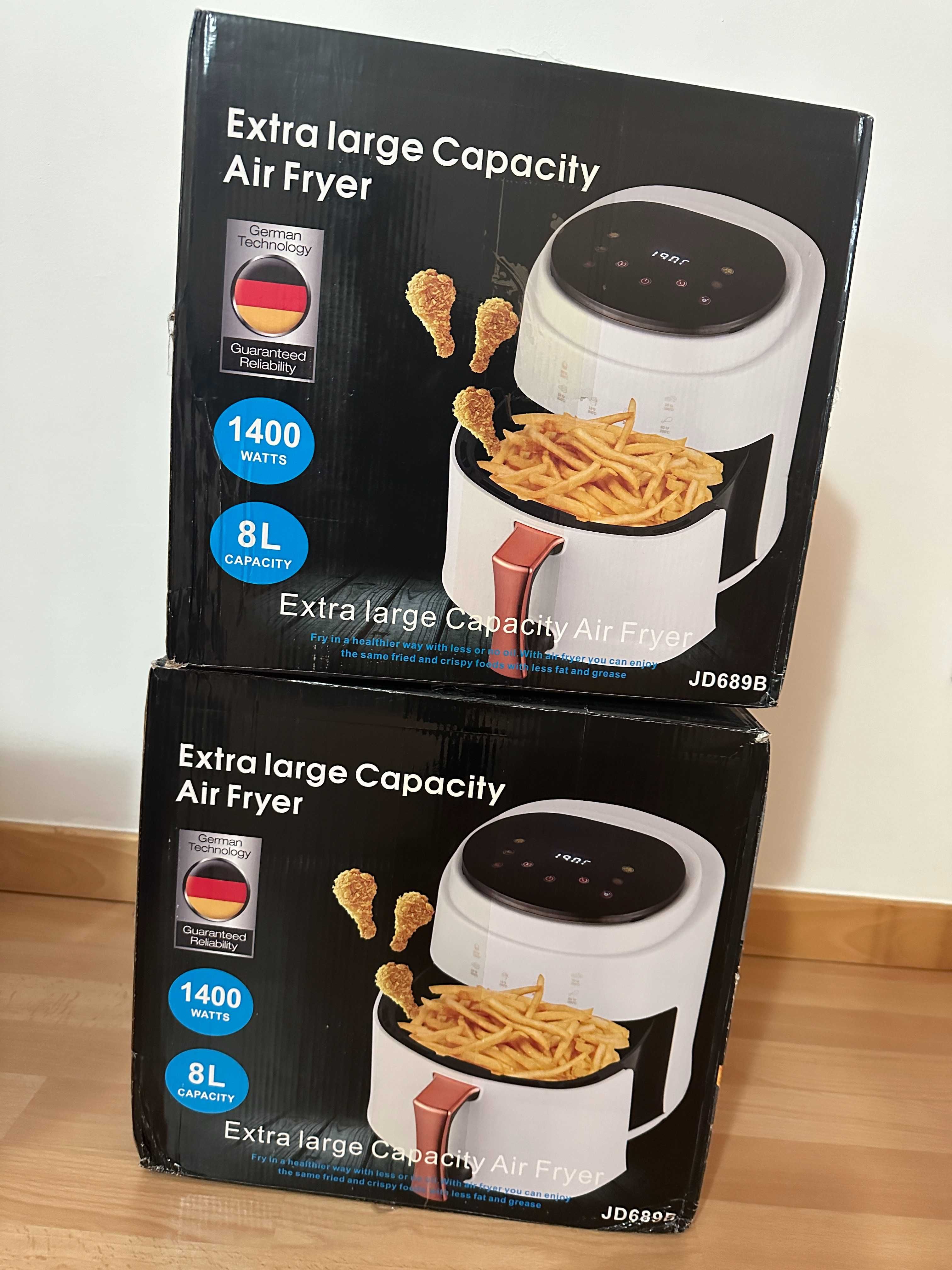 [NOVO] Air Fryer • 8L • 1400W • Touch Screen • Preta / Branca