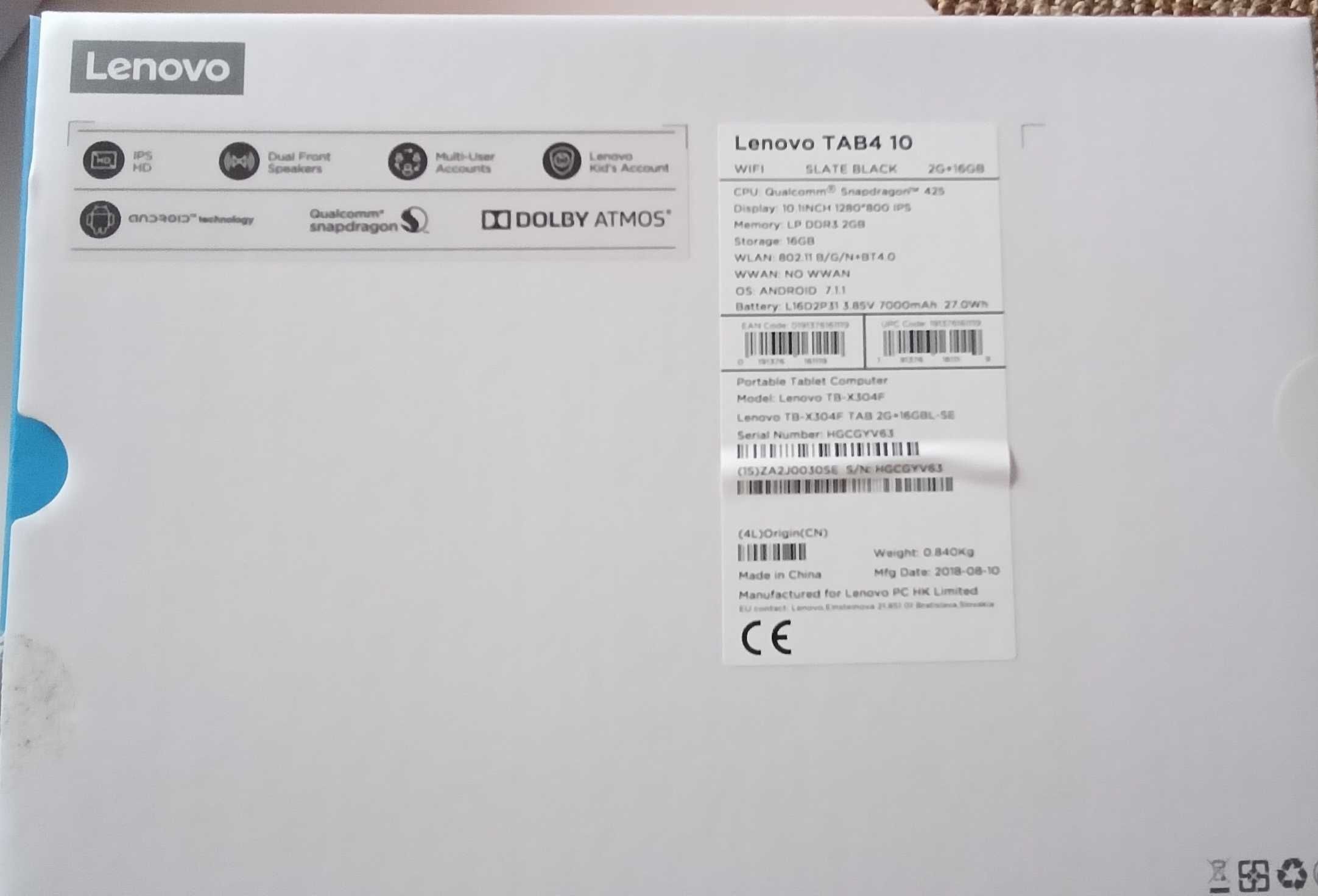 Tablet Lenovo Tab4 10'' (Preto)