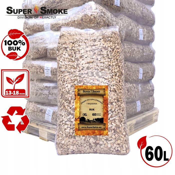 Zrębki Wędzarnicze Super Smoke BUK KL-13 (12-18mm) Extra Large 60L