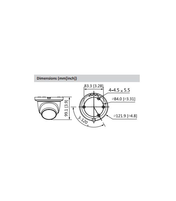 Câmara com fios (PoE) Mini-Dome 8mpx -Dahua IPC-HDW2831TM-AS-S2