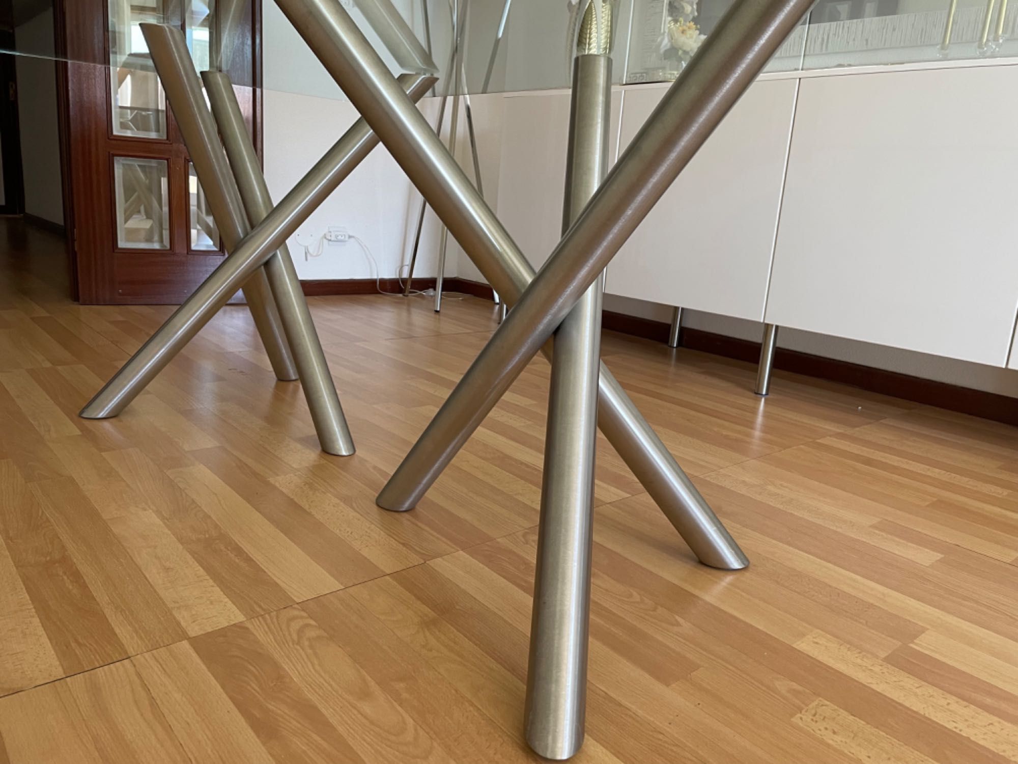 Mesa vidro com pés cromado escovado