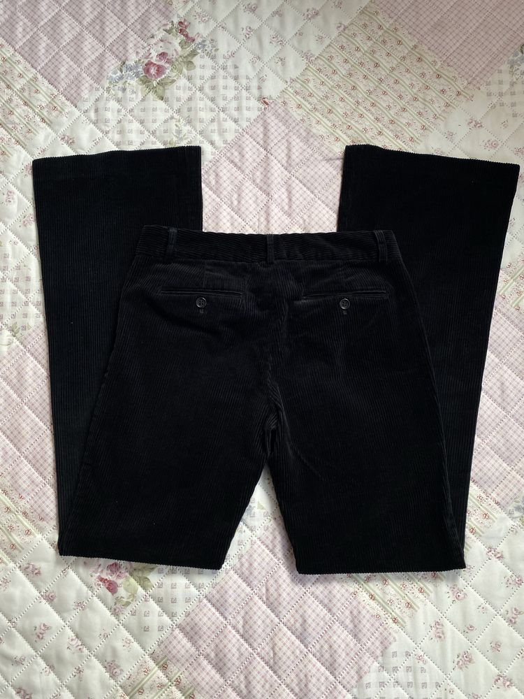 Czarne spodnie sztruksowe sztruksy dzwony XS 34 theory vintage 00s