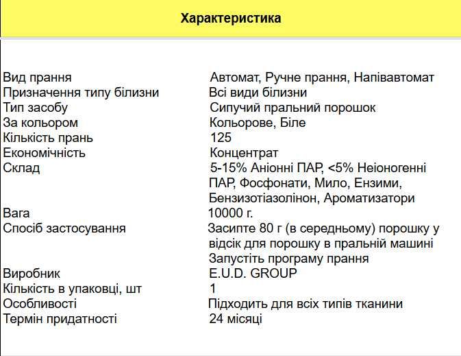 Універсальний порошок для прання GREEN LINE UNIVERSAL 10 кг