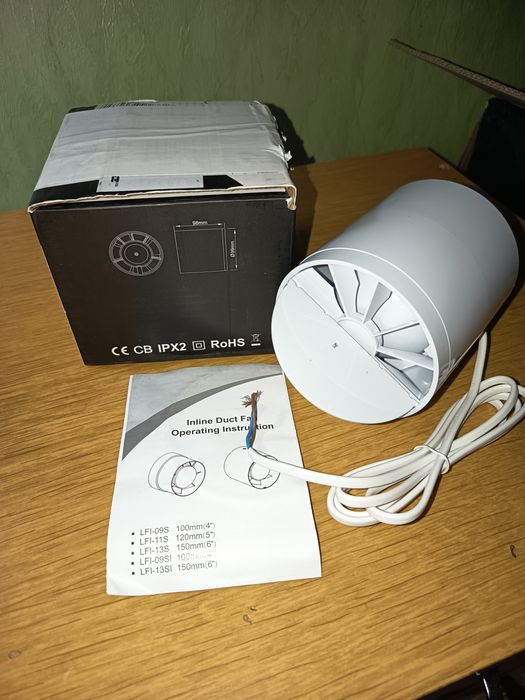 Wentylator kanałowy 100mm z łożyskiem kulkowym