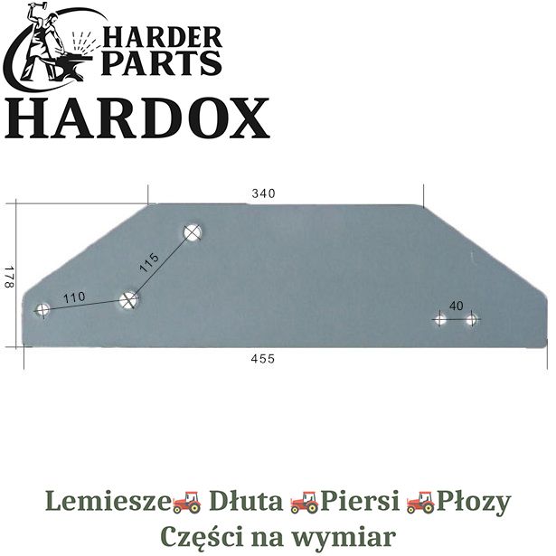Płoza długa Kverneland HARDOX 063601 części pługa 2X lepsze niż Borowe