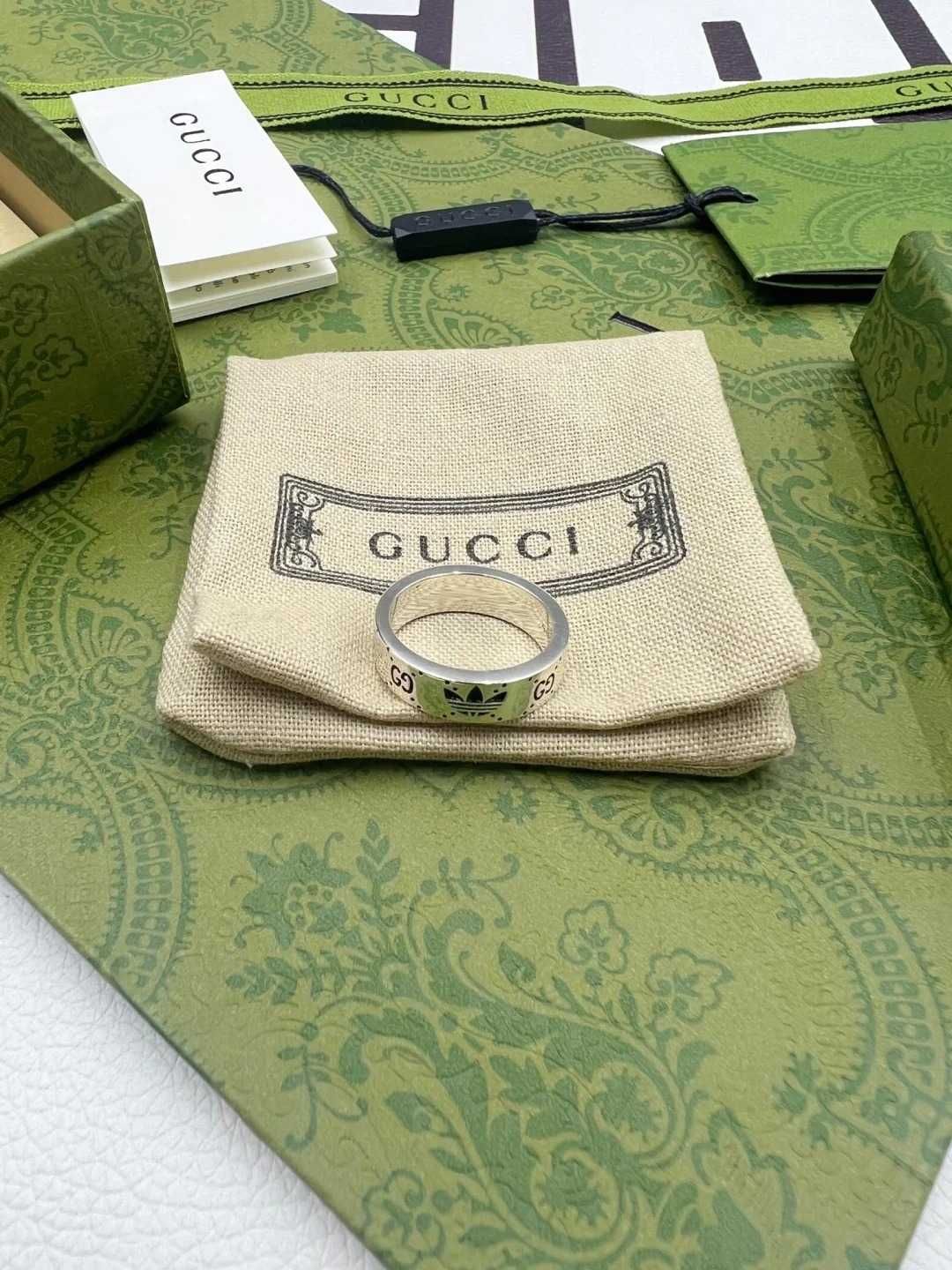 GUCCI Double G Logo Ring925 Silver Size 8