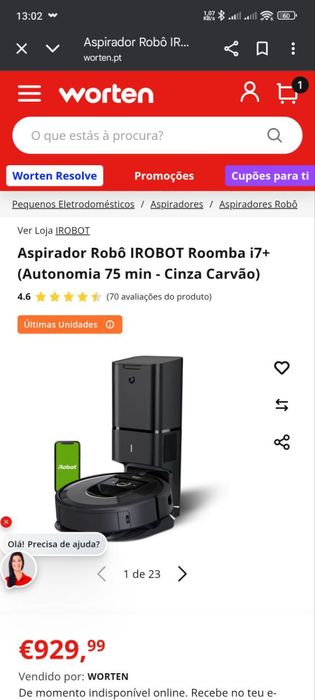 Aspirador Robo IROBOT Roomba i7+