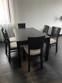 Stół rozkładany z krzesłami - wenge