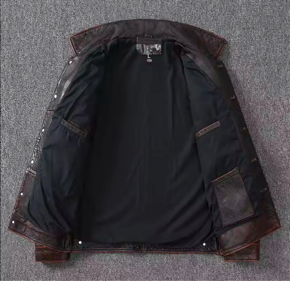 Kurtka skórzana vintage ramoneska marynarka męska bikerka modna casual
