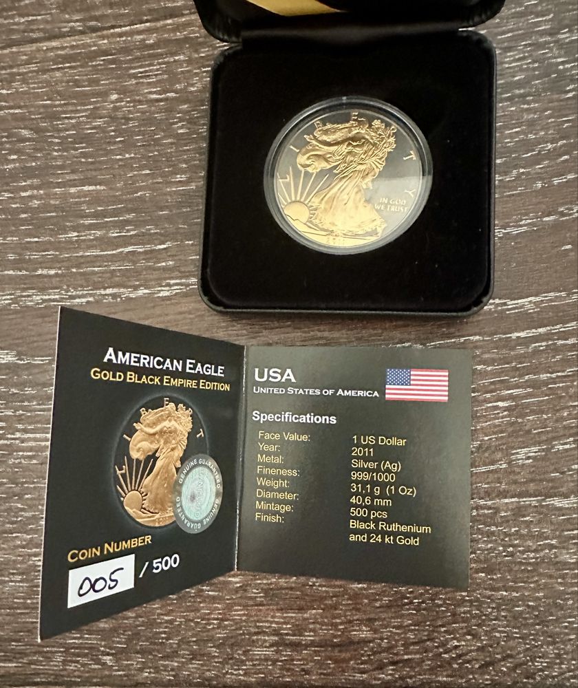 Монеты 1oz 0.999 серебро серия Gold Black Empire Special Edition