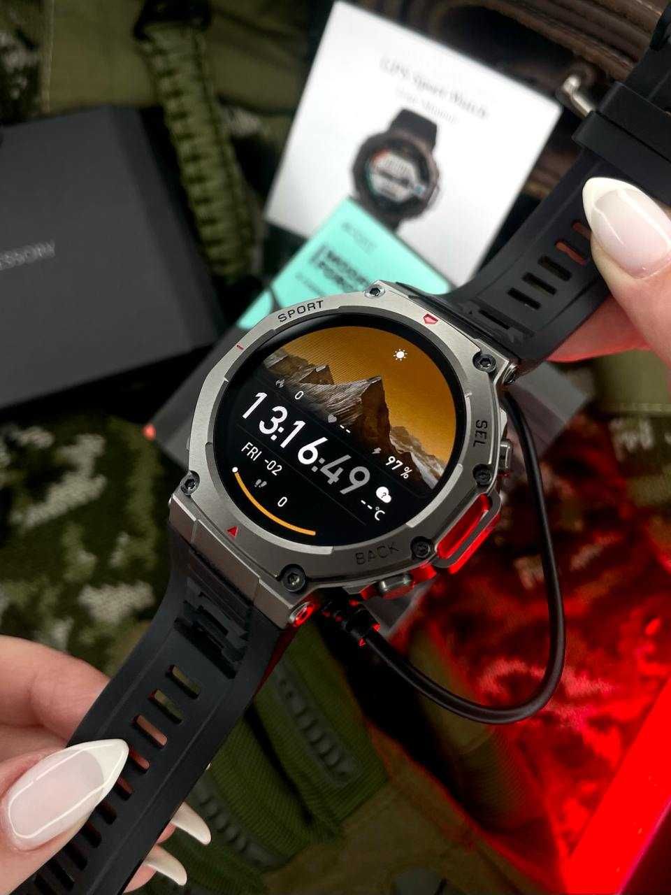 Смарт годинник MODFIT Titan Force GPS Black T-REX компас Amazfit