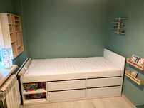 IKEA 292.919.56 SLÄKT Rama łóżka z szufladami, biały, 90x200 cm