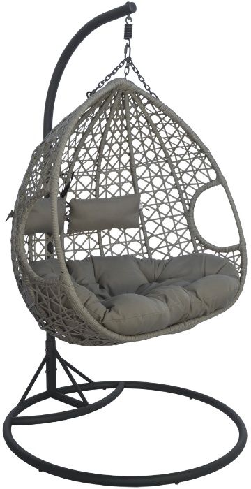 Kokon Fotel Wiszący DUET LUXE Szary Do Ogrodu Huśtawka 028644