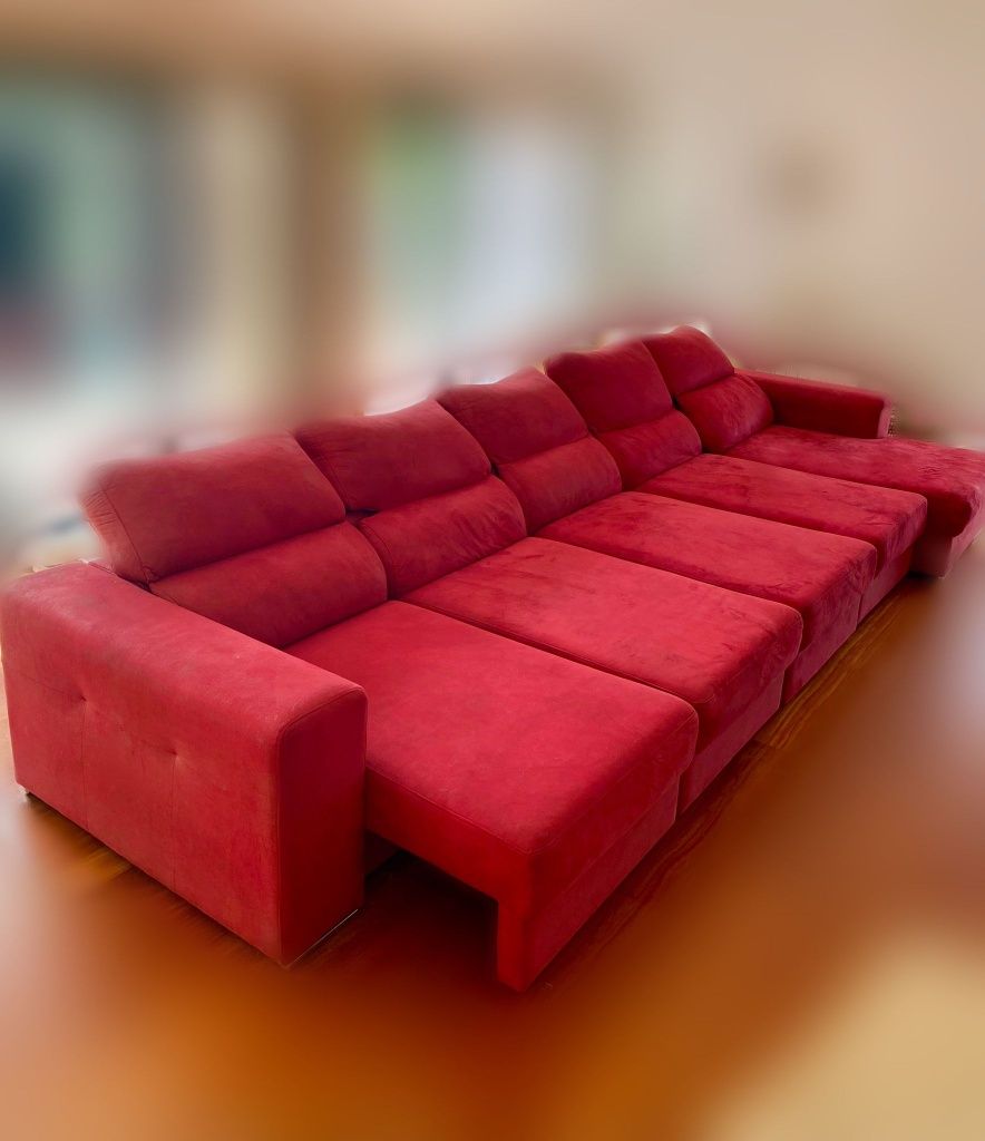0: Sofá 4lug+Chaiselongue vermelho (ótimo estado)