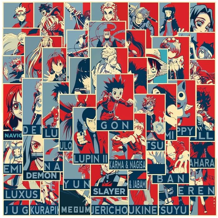 Аніме стікери, наклейки клинок розсікаючий демонів, гуль, ковбой бібоп