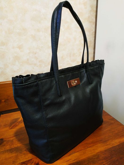 Дизайнерская, роскошная, черная,кожаная сумка тоут Кейт Спейд оригинал