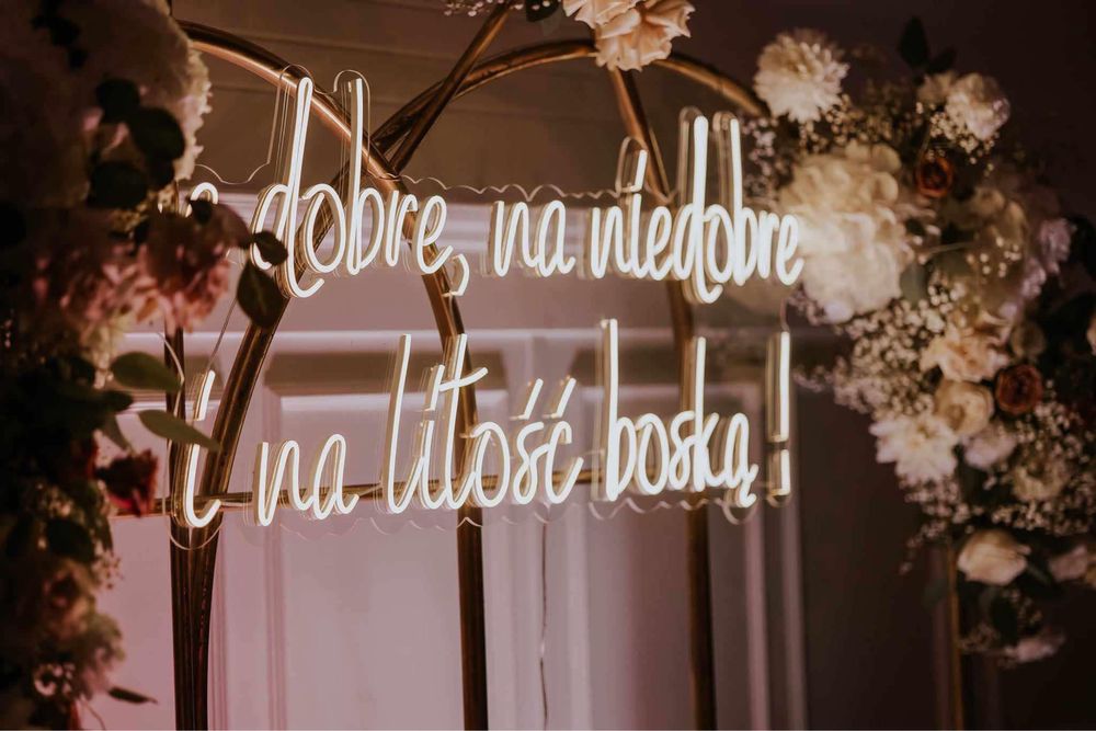 Napis LED - Na dobre, na niedobre i na litość boską neon na ściankę
