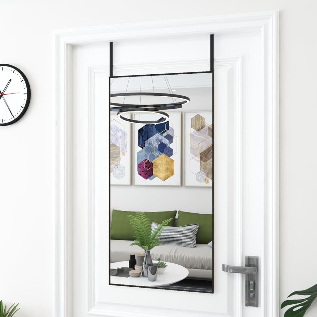 Vidaxl Lustro Na Drzwi, Czarne, 50X100 Cm, Szkło I Aluminium