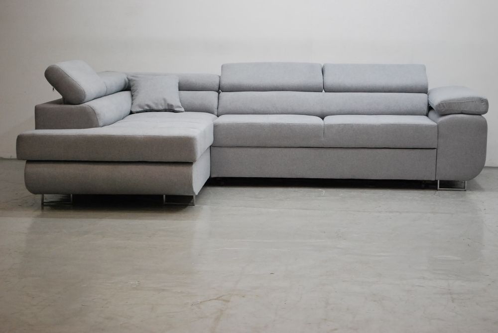 OAA DESIGN NOWOCZESNY NAROŻNIK  funkcja spania pojem szara tkanina