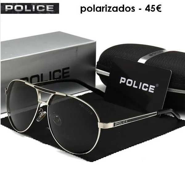 Óculos de sol Police haste metal prateado ou dourados polarizados