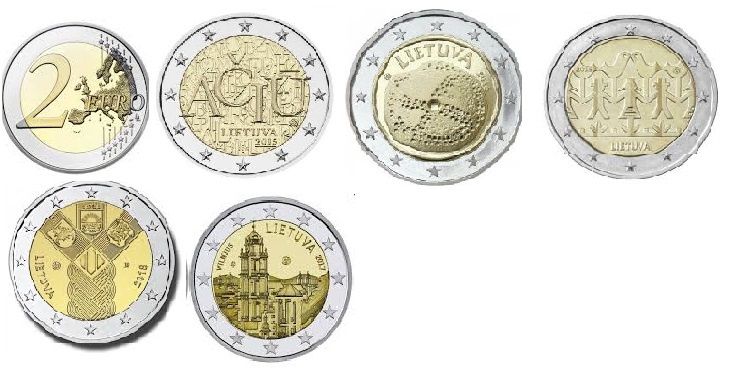 Lituânia e Irlanda moedas comemorativas de 2 euro UNC