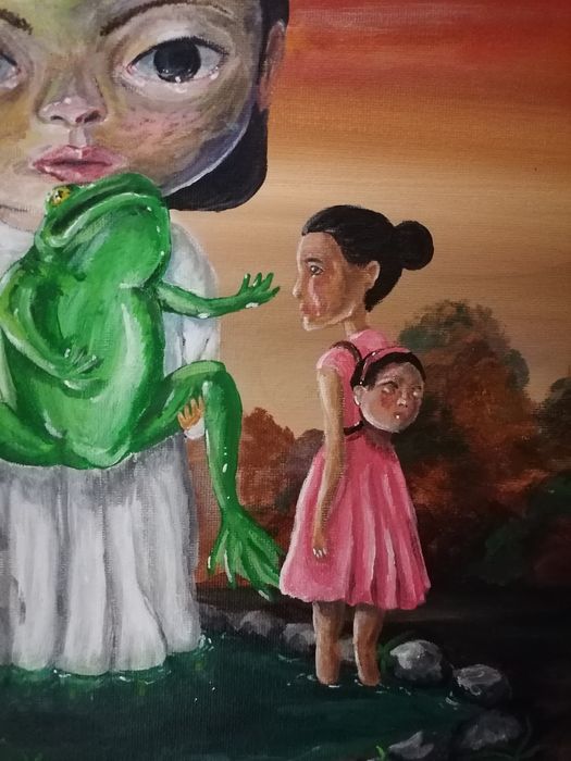 Księżyc i żaba - obraz akryl na płótnie